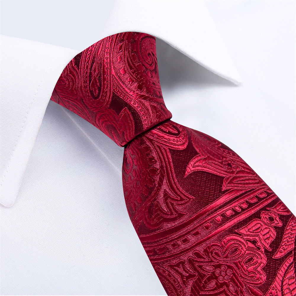 GentCrest Red Paisley Tie Hanky Cufflinks Set - Image 5