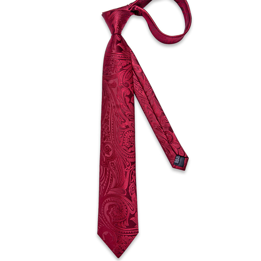 GentCrest Red Paisley Tie Hanky Cufflinks Set - Image 4
