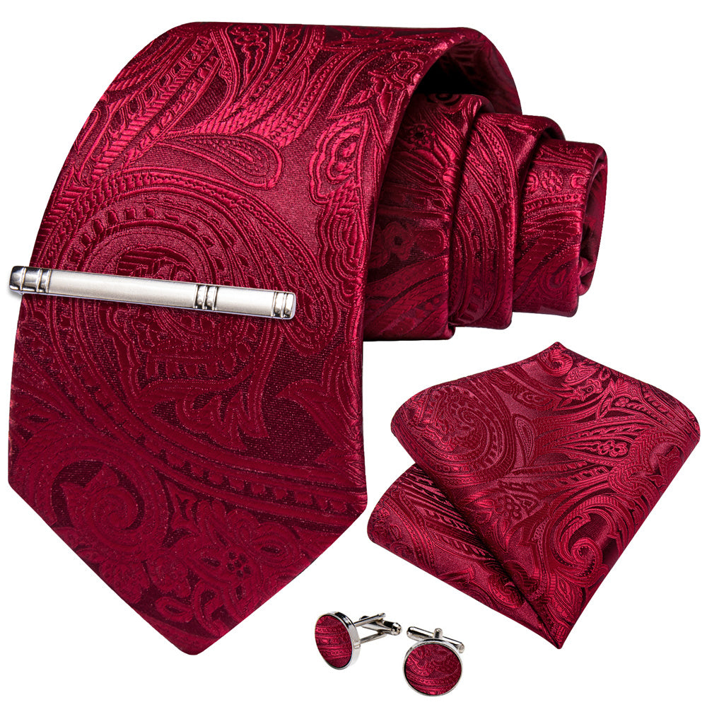 GentCrest Red Paisley Tie Hanky Cufflinks Set - Image 7