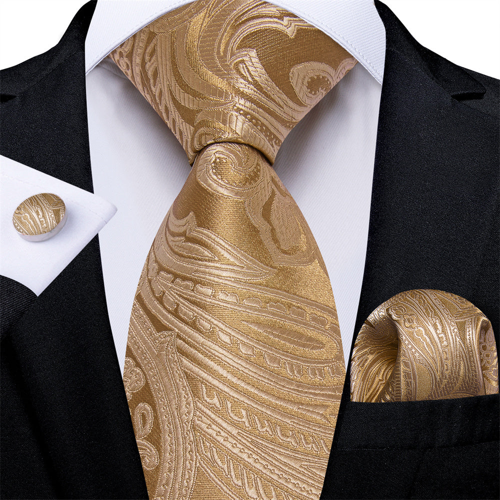 GentCrest Gold Paisley Tie Hanky Cufflinks Set - Image 1