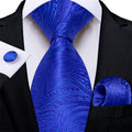GentCrest Blue Paisley Tie Hanky Cufflinks Set - Image 1