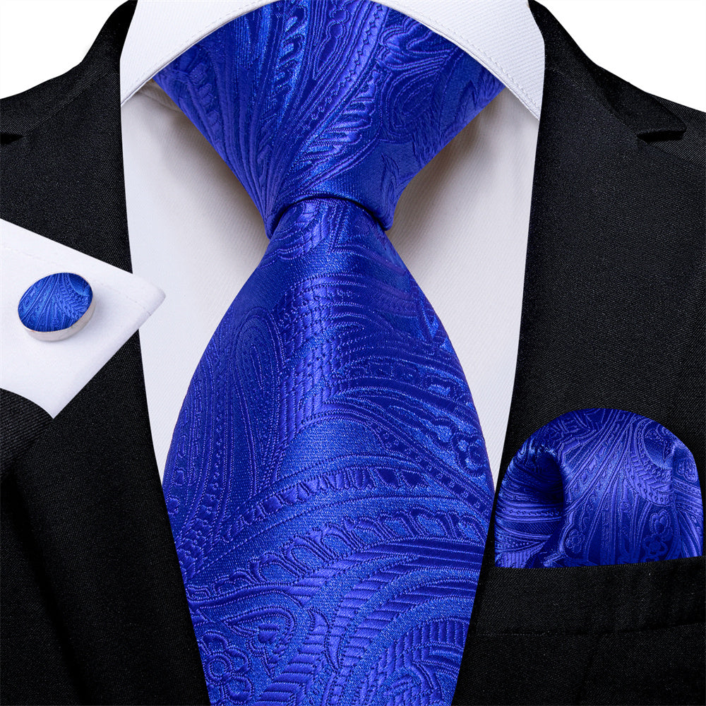 GentCrest Blue Paisley Tie Hanky Cufflinks Set - Image 1