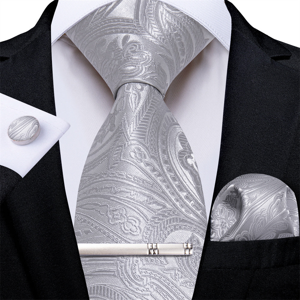 GentCrest Silver Paisley Tie Hanky Cufflinks Set - Image 2