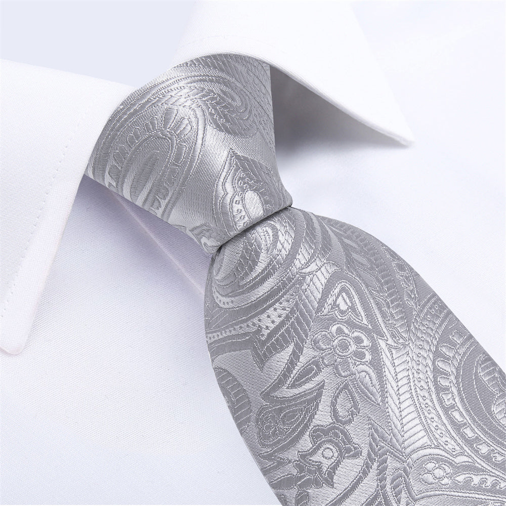GentCrest Silver Paisley Tie Hanky Cufflinks Set - Image 4
