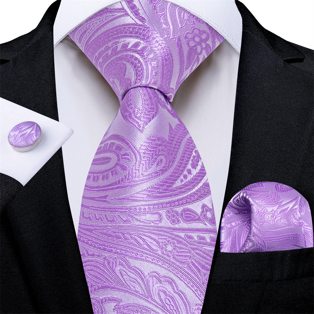 GentCrest Purple Paisley Tie Hanky Cufflinks Set - Image 1