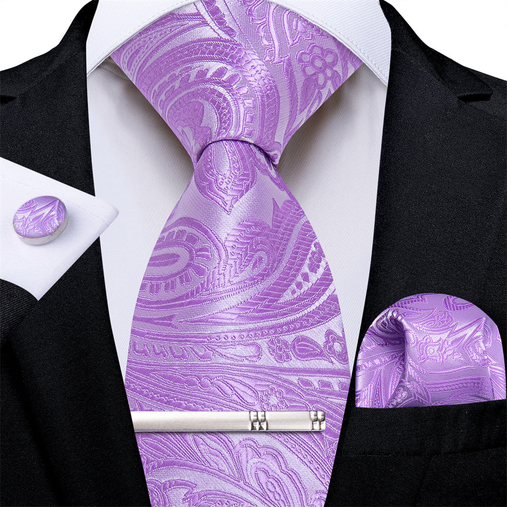 GentCrest Purple Paisley Tie Hanky Cufflinks Set - Image 2