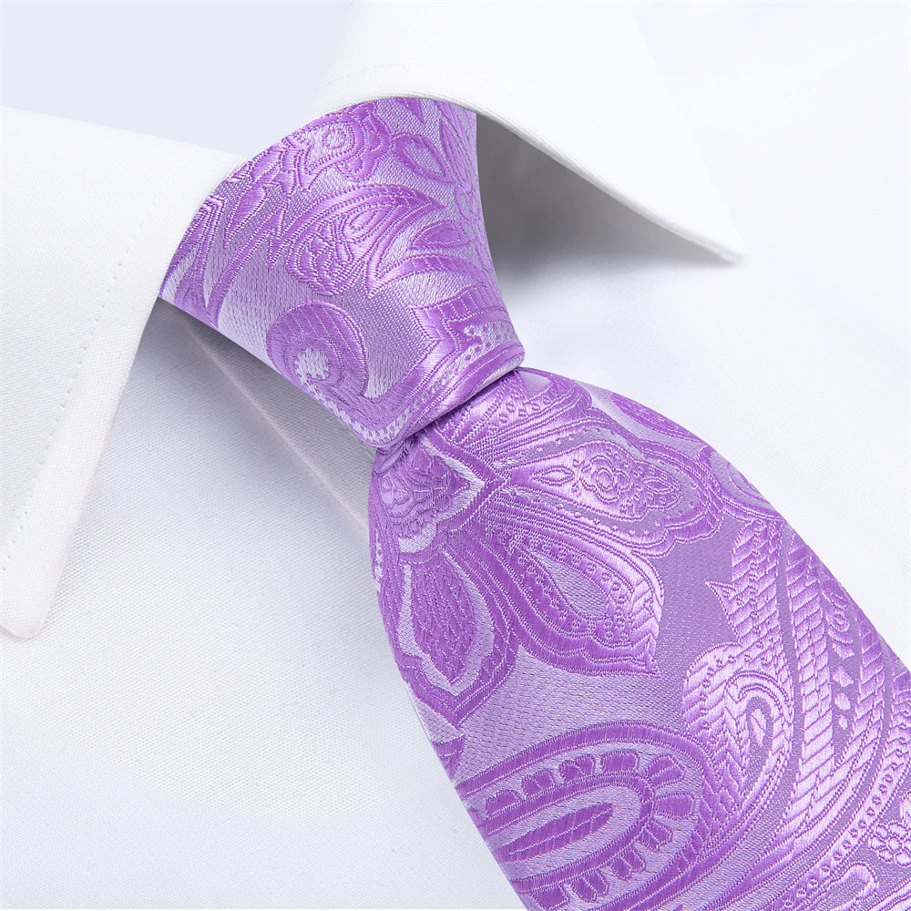 GentCrest Purple Paisley Tie Hanky Cufflinks Set - Image 4