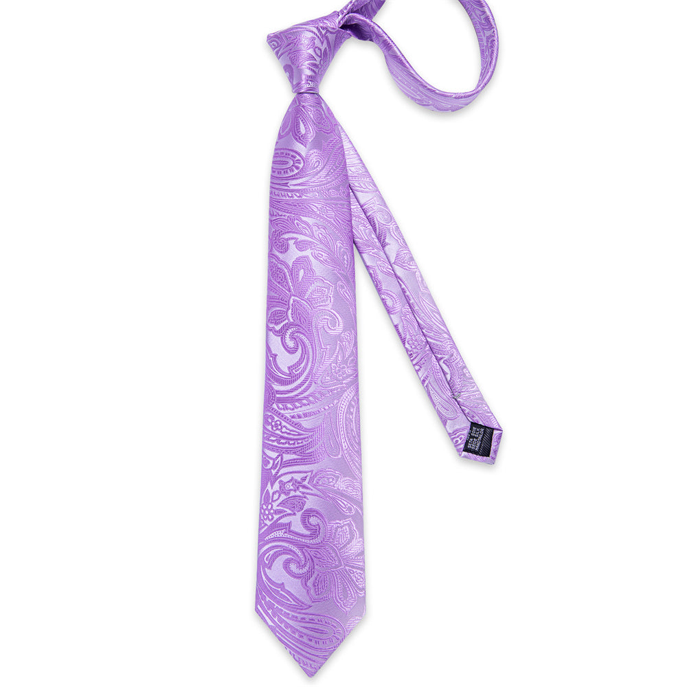 GentCrest Purple Paisley Tie Hanky Cufflinks Set - Image 3
