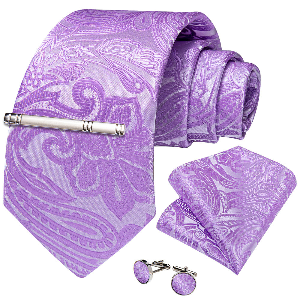 GentCrest Purple Paisley Tie Hanky Cufflinks Set - Image 6