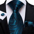 GentCrest Black Paisley Tie Hanky Cufflinks Set - Image 1