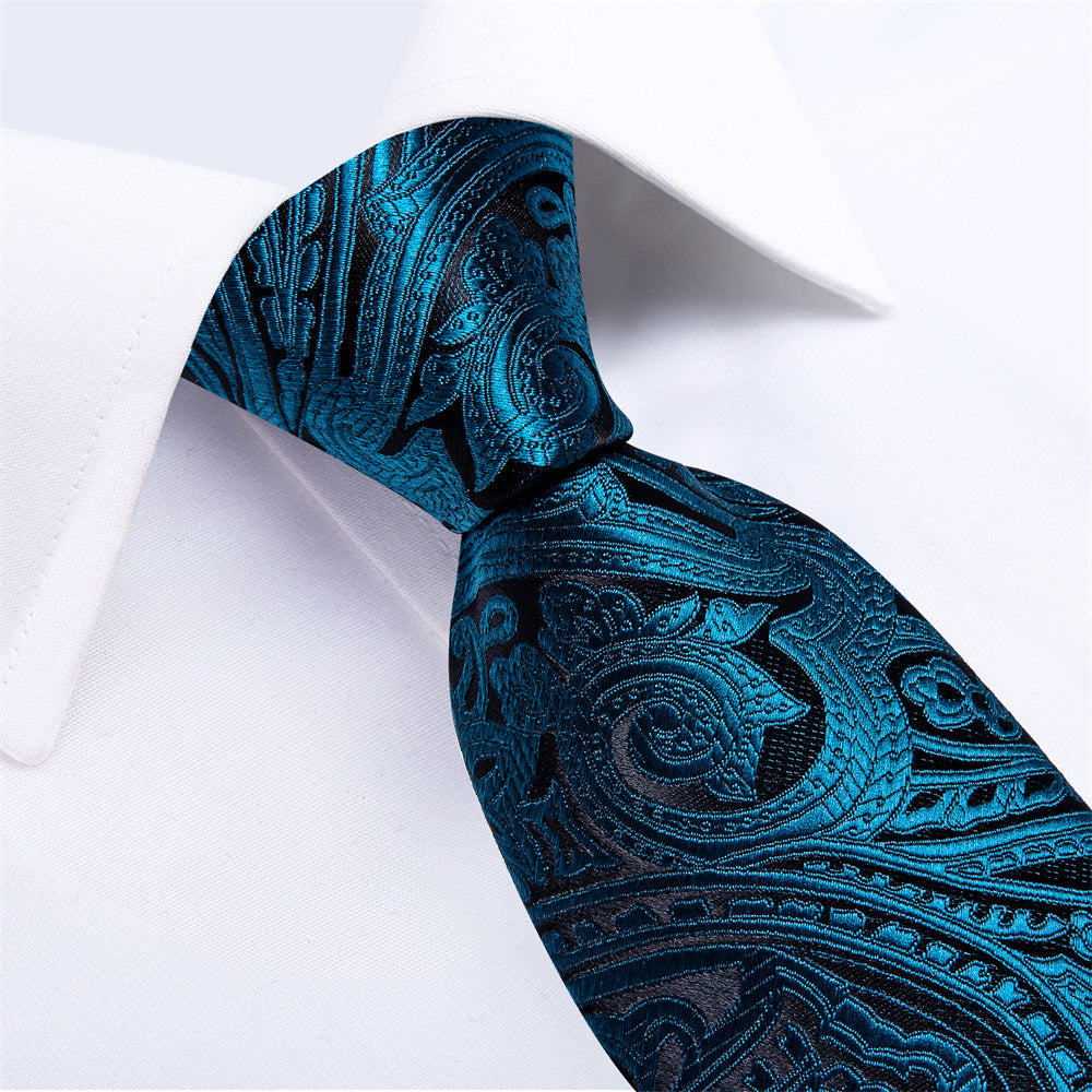 GentCrest Black Paisley Tie Hanky Cufflinks Set - Image 3