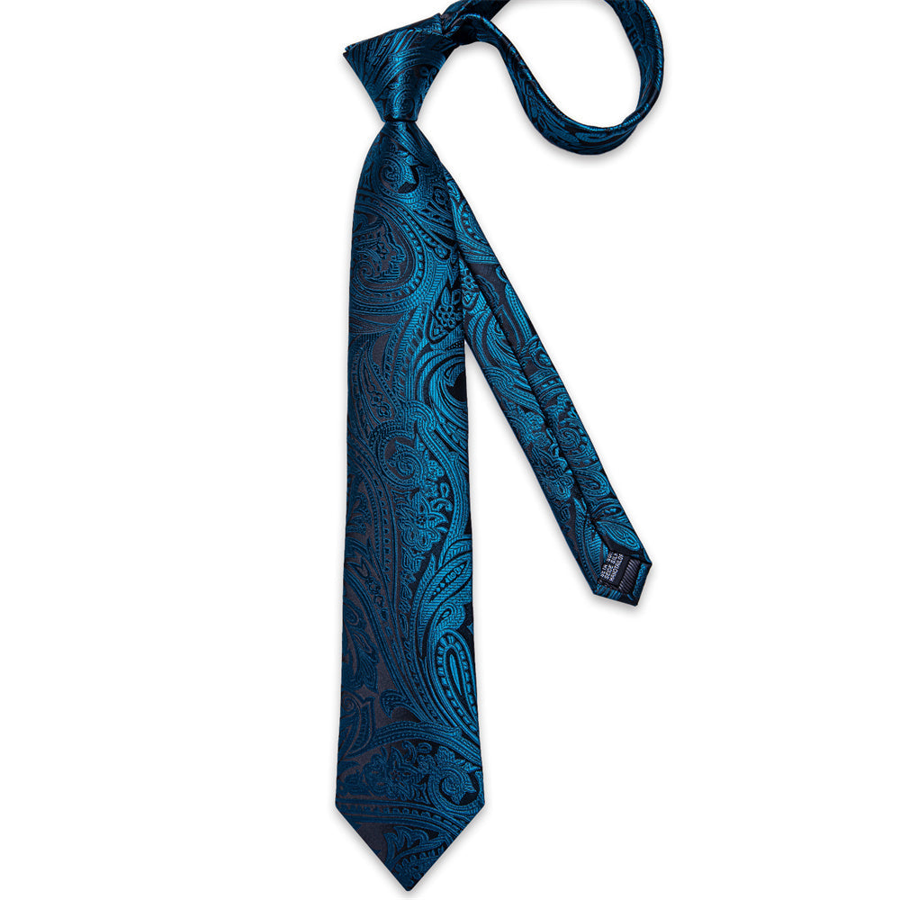 GentCrest Black Paisley Tie Hanky Cufflinks Set - Image 5