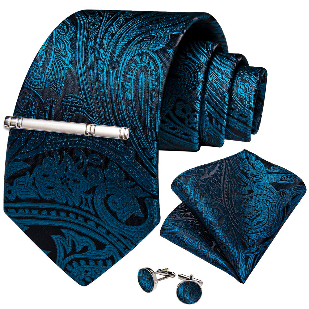 GentCrest Black Paisley Tie Hanky Cufflinks Set - Image 7