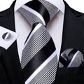 GentCrest Black Striped Tie Hanky Cufflinks Set - Image 1