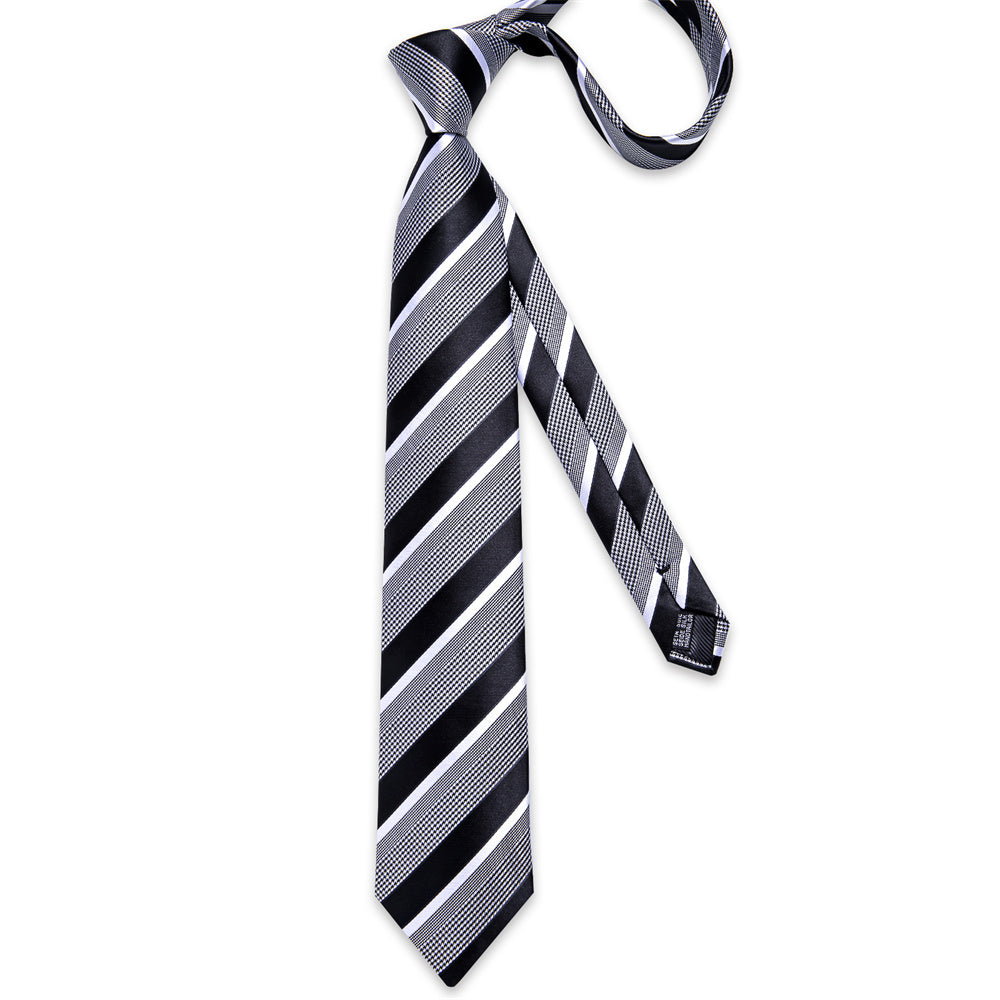 GentCrest Black Striped Tie Hanky Cufflinks Set - Image 7