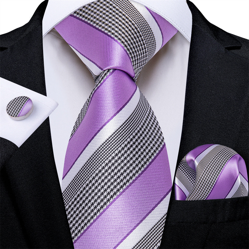 GentCrest Black Striped Tie Hanky Cufflinks Set - Image 4