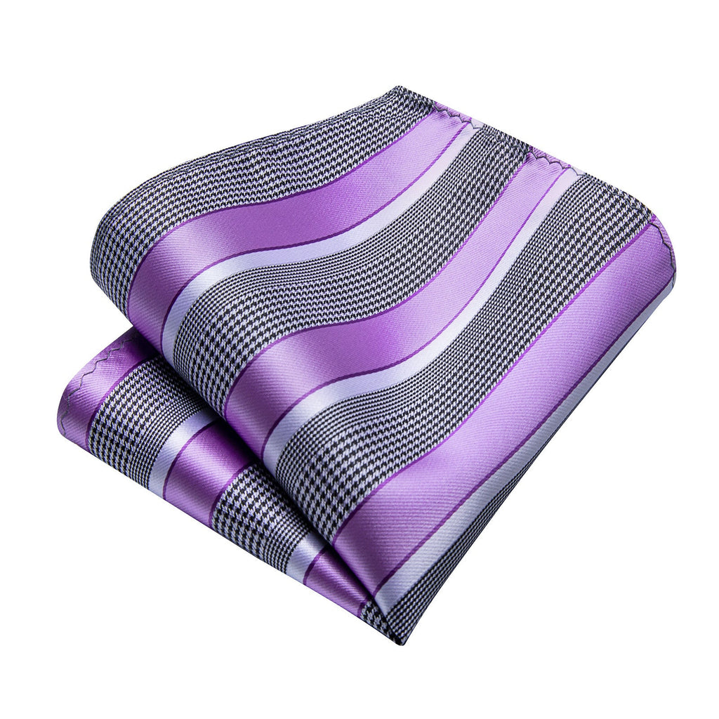 GentCrest Purple Striped Tie Hanky Cufflinks Set - Image 6
