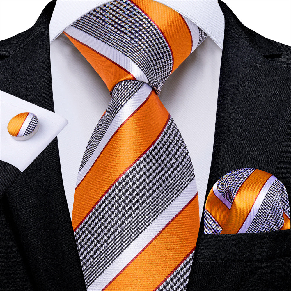 GentCrest Black Striped Tie Hanky Cufflinks Set - Image 3