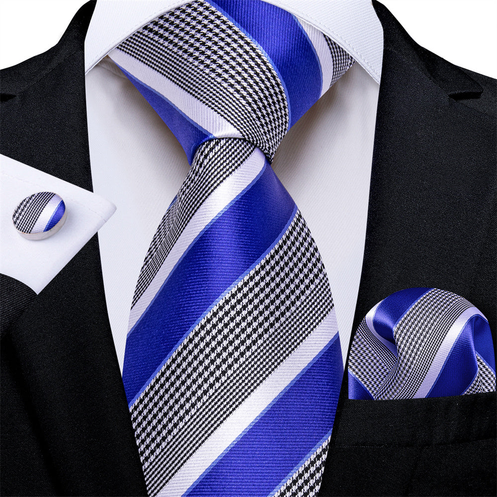 GentCrest Black Striped Tie Hanky Cufflinks Set - Image 5