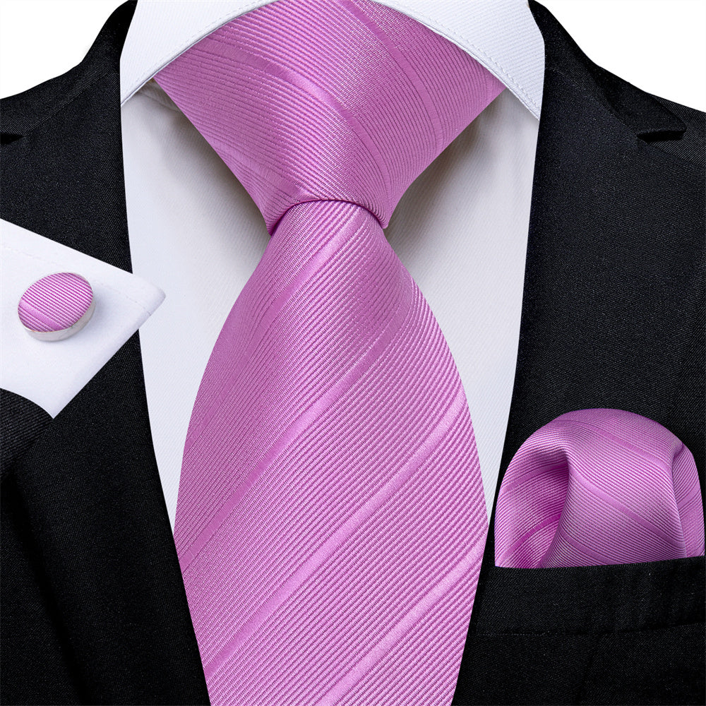 GentCrest Purple Striped Tie Hanky Cufflinks Set - Image 3