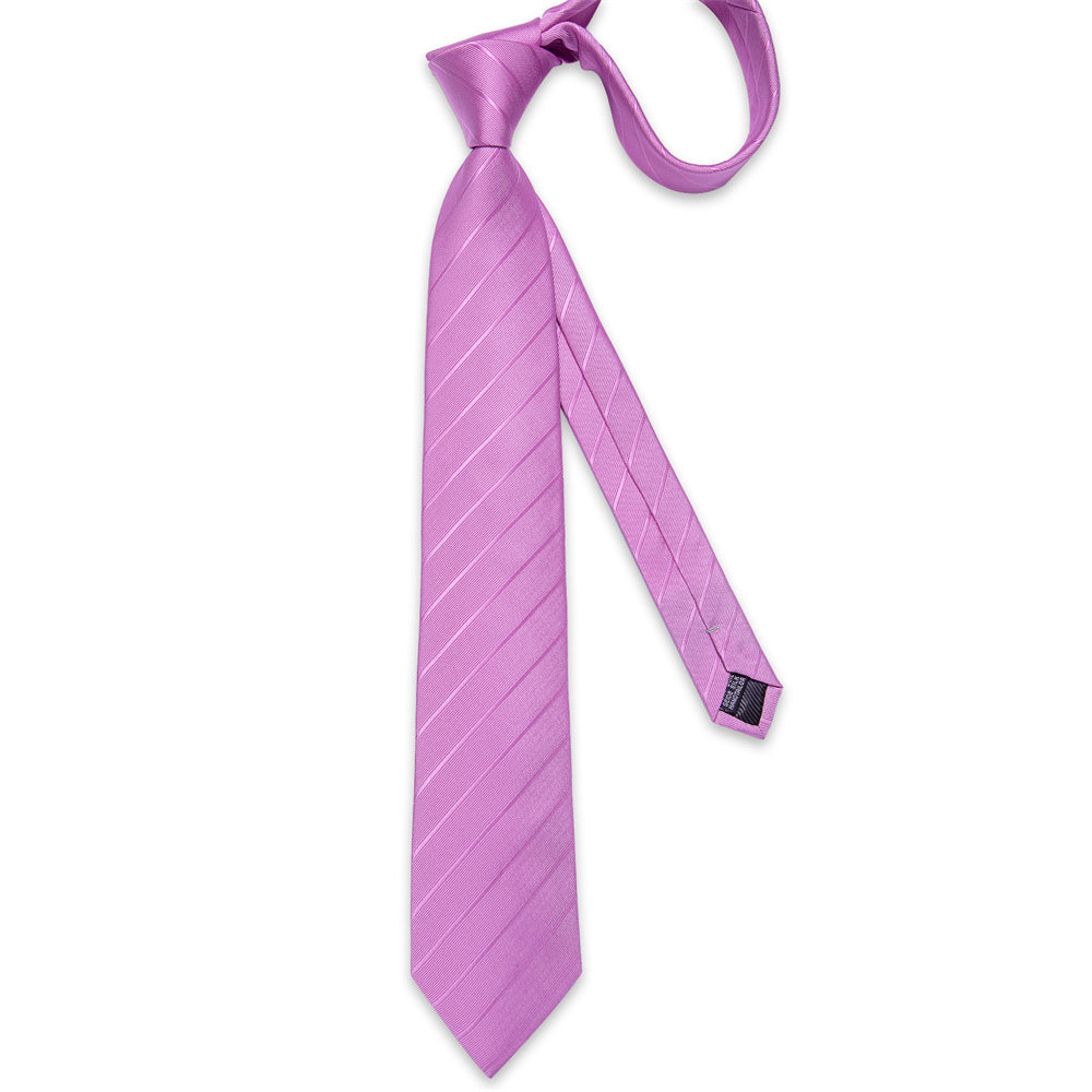 GentCrest Purple Striped Tie Hanky Cufflinks Set - Image 5