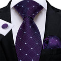 GentCrest Purple Plaid Tie Hanky Cufflinks Set - Image 1