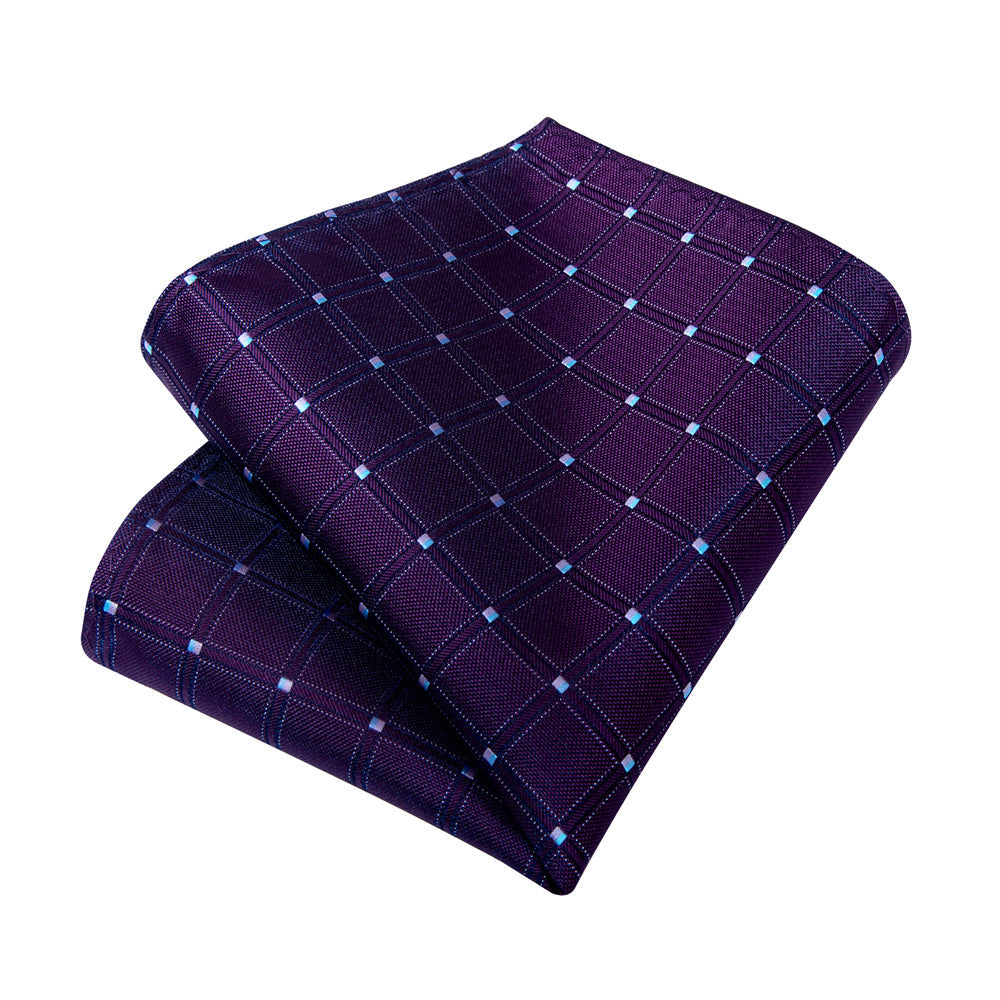 GentCrest Purple Plaid Tie Hanky Cufflinks Set - Image 5