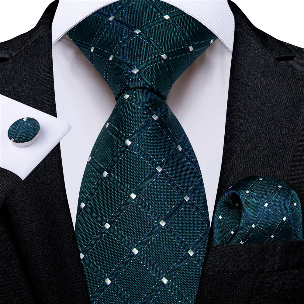 GentCrest Blue Plaid Tie Hanky Cufflinks Set - Image 1