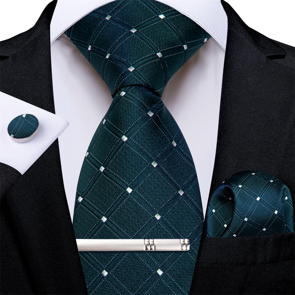 GentCrest Blue Plaid Tie Hanky Cufflinks Set - Image 2