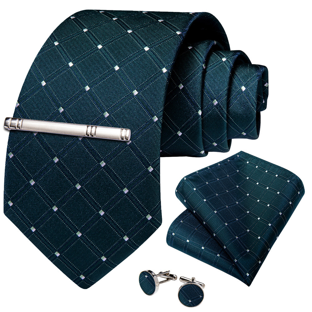 GentCrest Blue Plaid Tie Hanky Cufflinks Set - Image 6