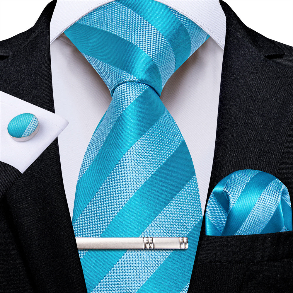 GentCrest Blue Striped Tie Hanky Cufflinks Set - Image 2