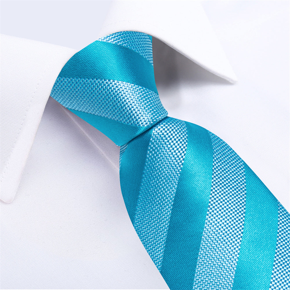 GentCrest Blue Striped Tie Hanky Cufflinks Set - Image 5