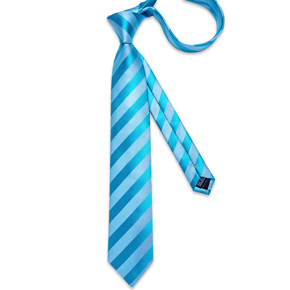GentCrest Blue Striped Tie Hanky Cufflinks Set - Image 4