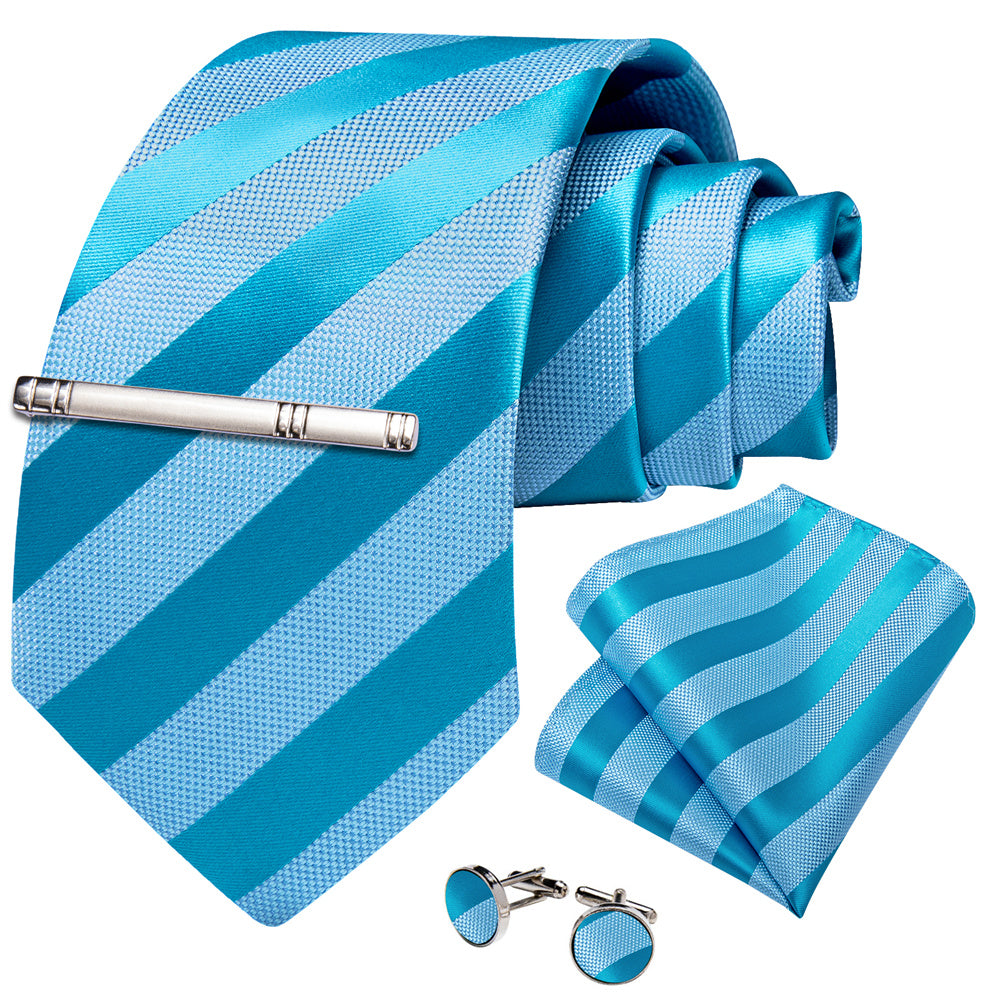 GentCrest Blue Striped Tie Hanky Cufflinks Set - Image 7
