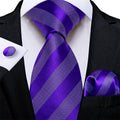 GentCrest Purple Striped Tie Hanky Cufflinks Set - Image 1