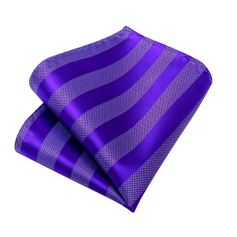 GentCrest Purple Striped Tie Hanky Cufflinks Set - Image 4