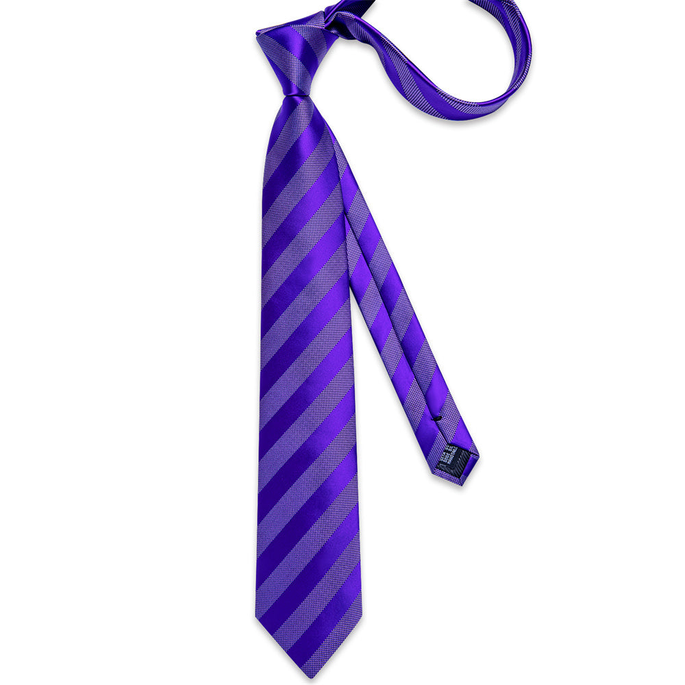 GentCrest Purple Striped Tie Hanky Cufflinks Set - Image 5
