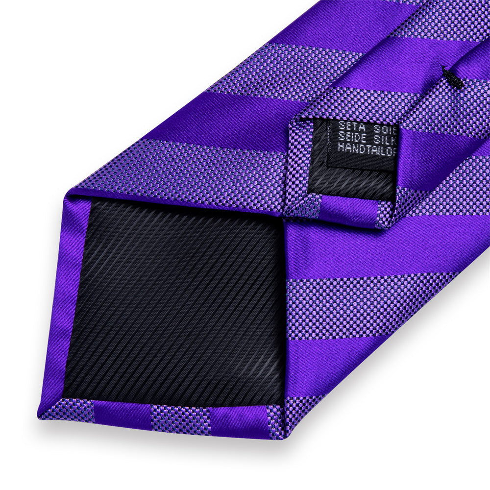 GentCrest Purple Striped Tie Hanky Cufflinks Set - Image 7