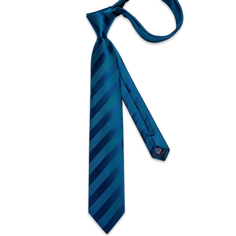 GentCrest Blue Striped Tie Hanky Cufflinks Set - Image 4