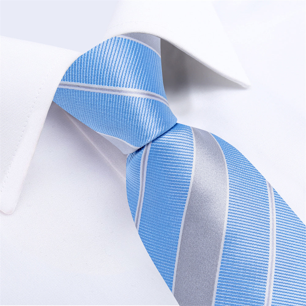 GentCrest Blue Striped Tie Hanky Cufflinks Set - Image 4