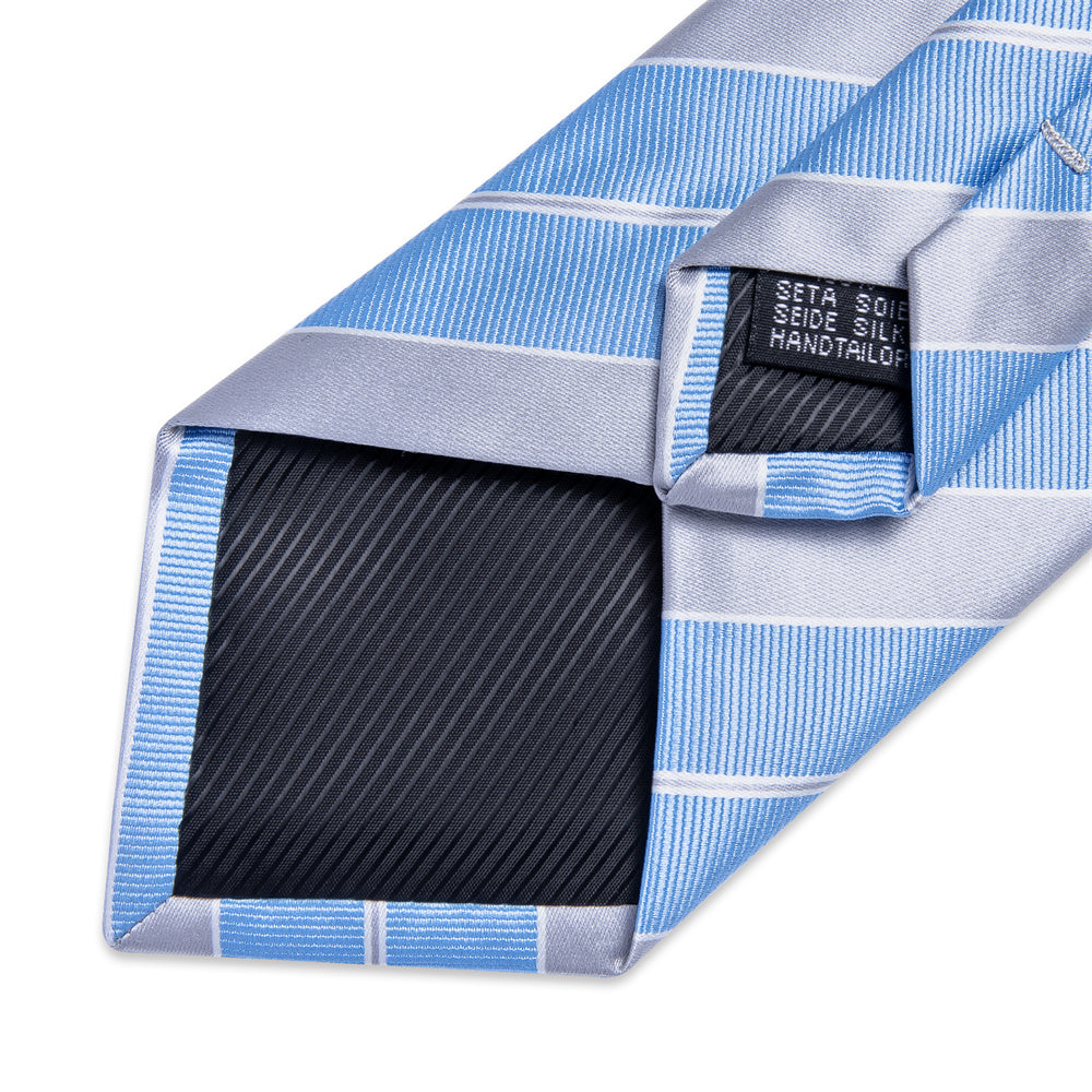 GentCrest Blue Striped Tie Hanky Cufflinks Set - Image 6