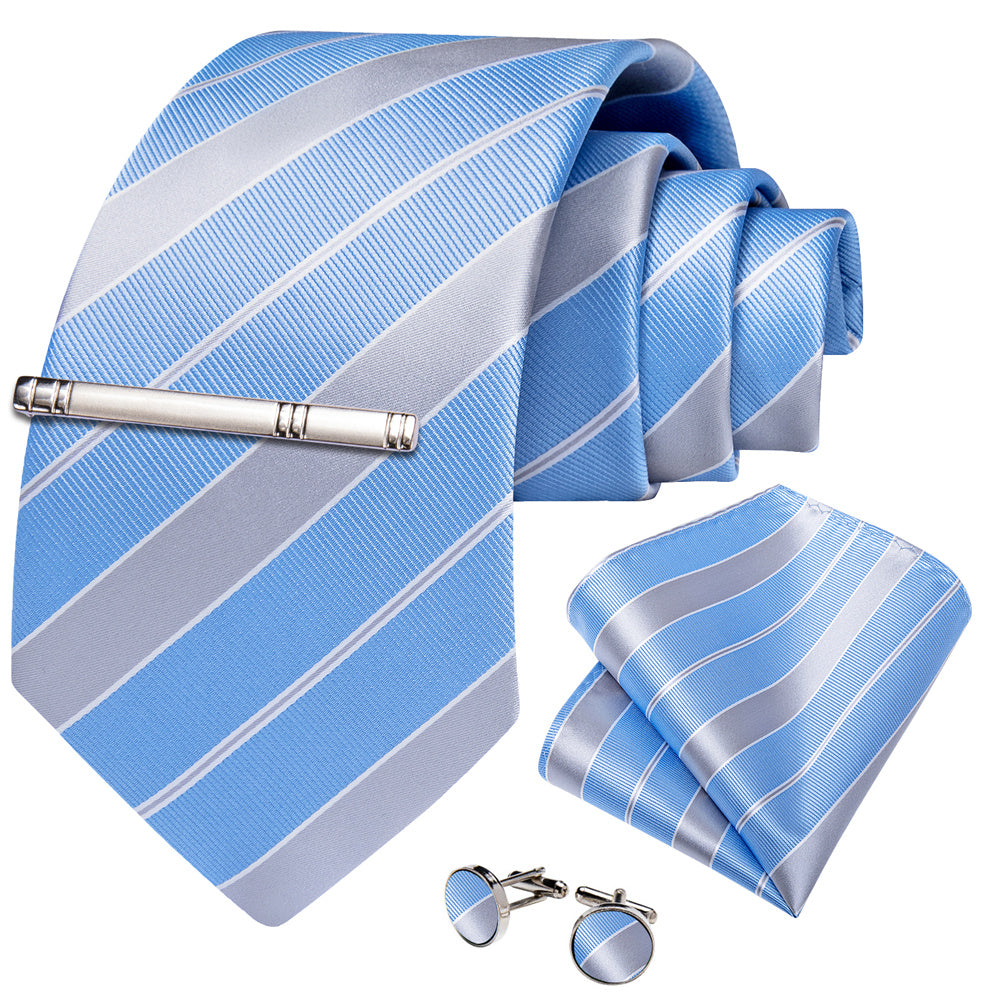 GentCrest Blue Striped Tie Hanky Cufflinks Set - Image 7
