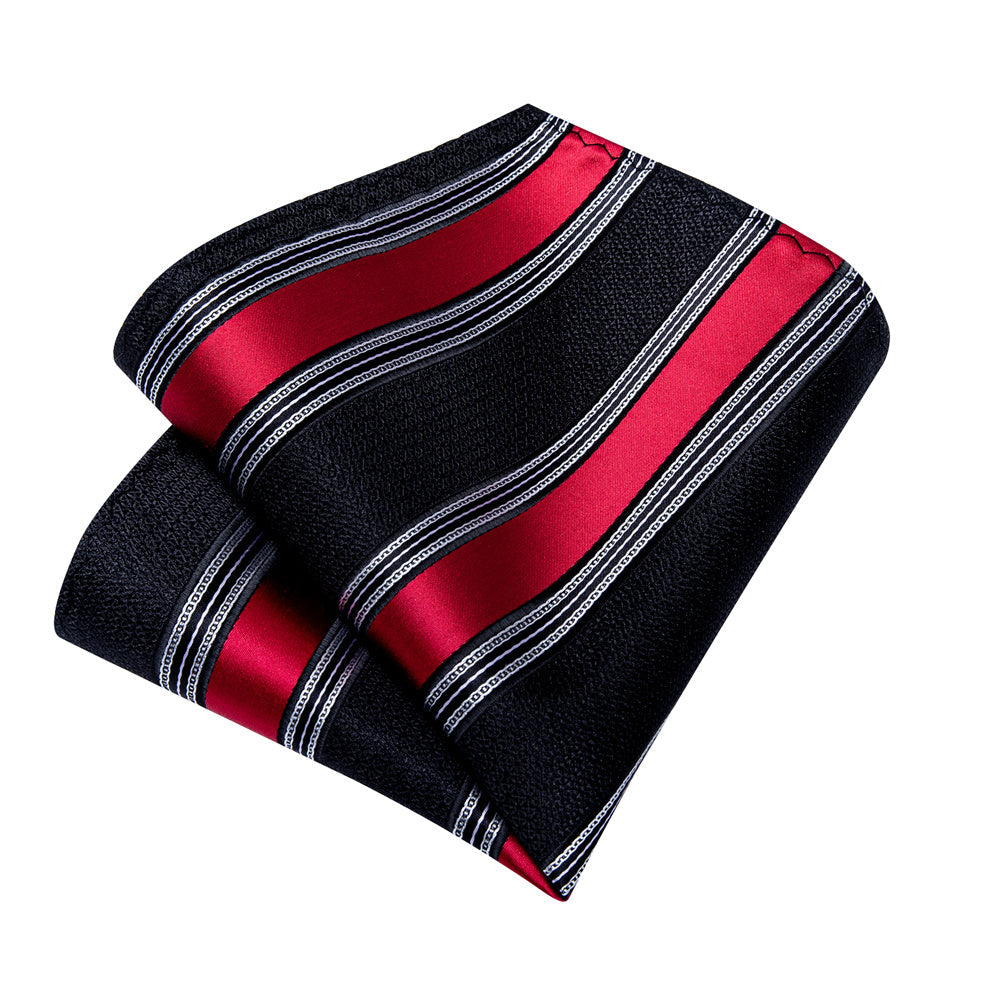 GentCrest Black Striped Tie Hanky Cufflinks Set - Image 3