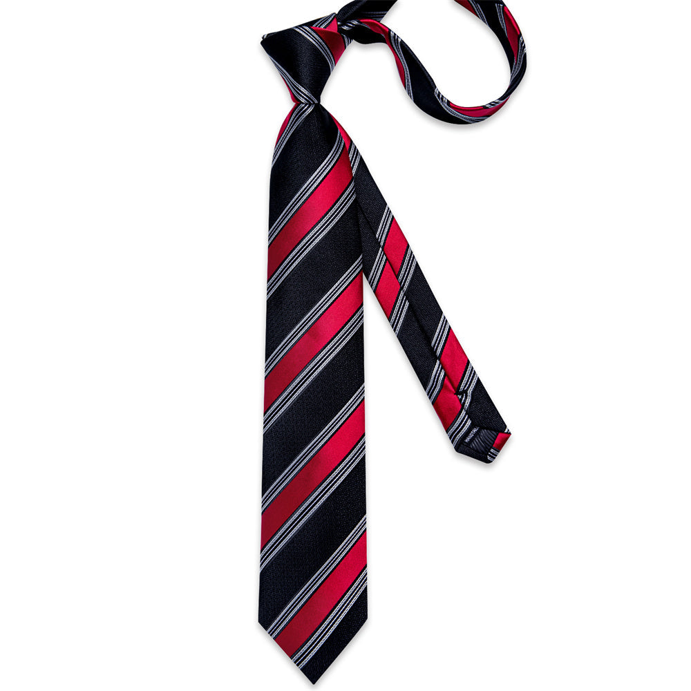 GentCrest Black Striped Tie Hanky Cufflinks Set - Image 4