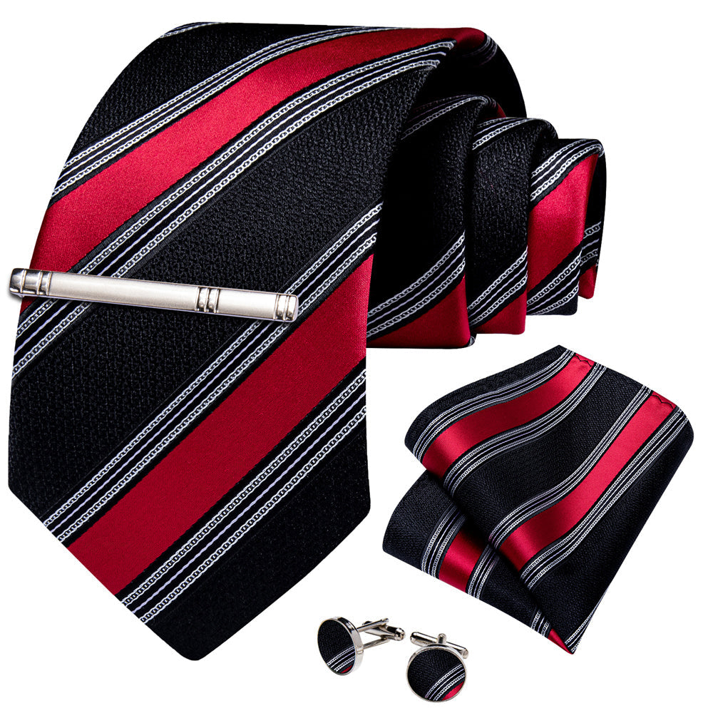 GentCrest Black Striped Tie Hanky Cufflinks Set - Image 7