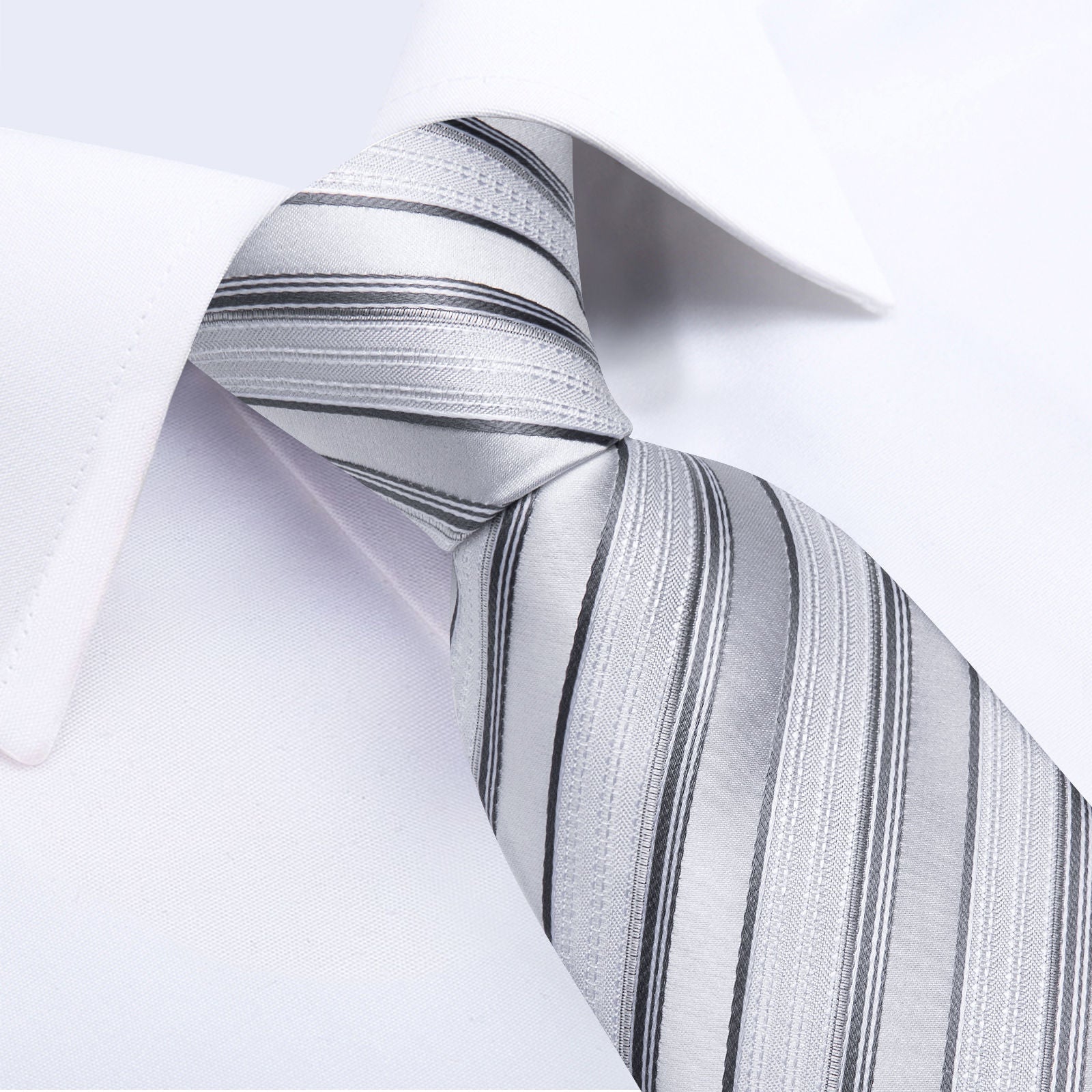 GentCrest White Striped Tie Hanky Cufflinks Set - Image 5
