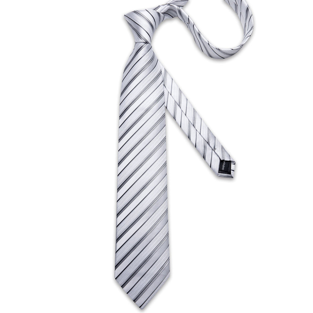 GentCrest White Striped Tie Hanky Cufflinks Set - Image 4