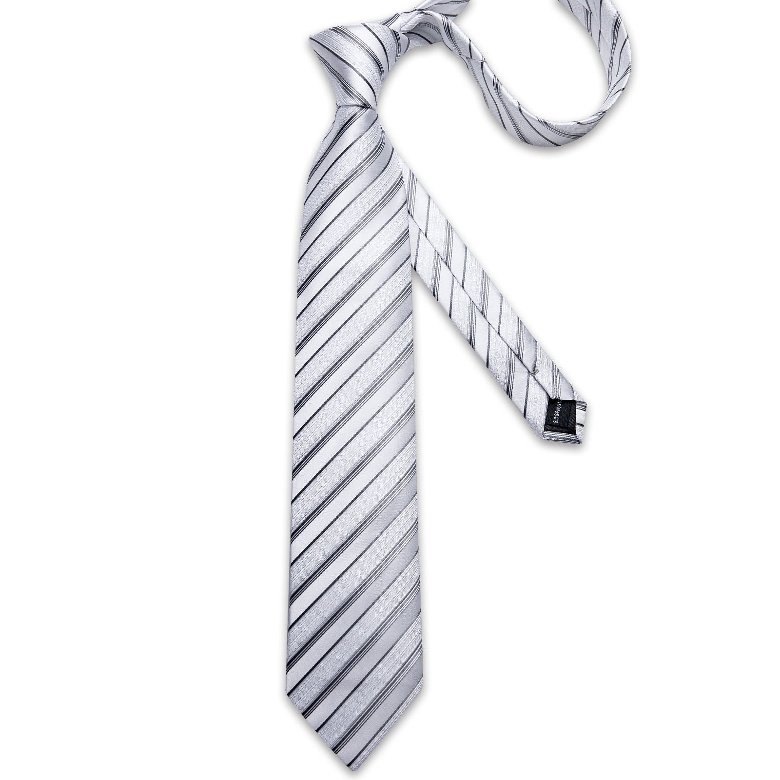 GentCrest White Striped Tie Hanky Cufflinks Set - Image 4