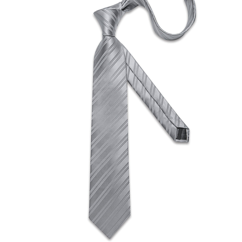GentCrest Grey Striped Tie Hanky Cufflinks Set - Image 3
