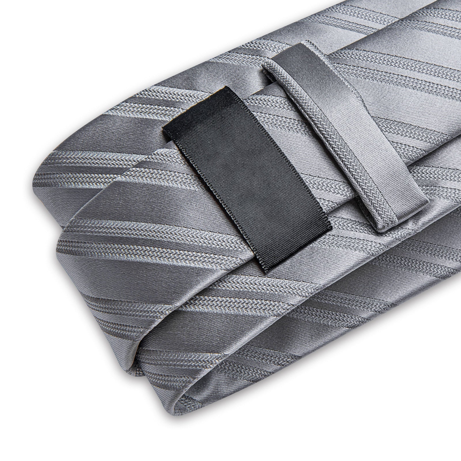 GentCrest Grey Striped Tie Hanky Cufflinks Set - Image 6